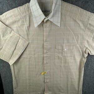 FABIO CAVIGLIA Italy Button Up Shirt Short Sleeve Cotton Size 4 Beige Check